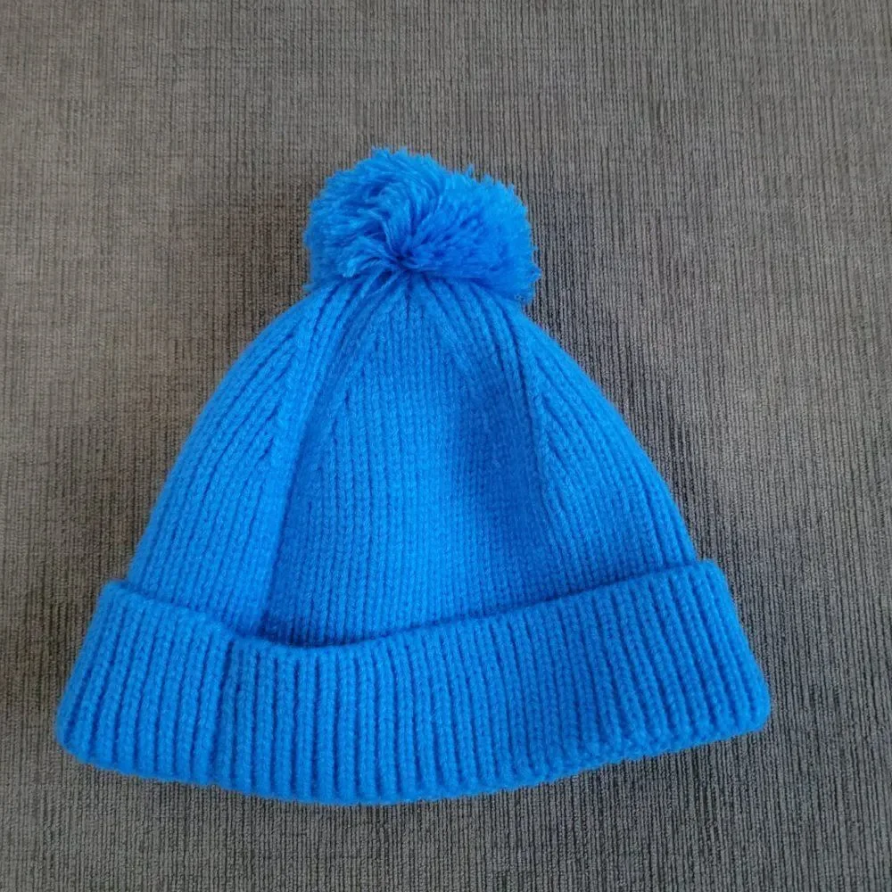 The North Face Kids' Littles Box Logo Pom Beanie Blue Hats S